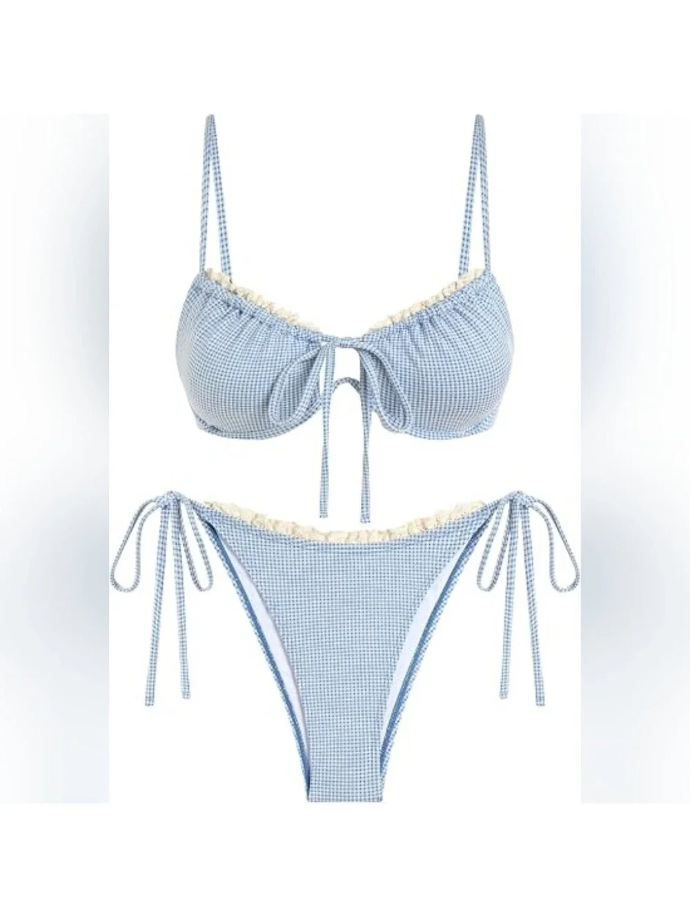 NWT ZAFUL Two Piece Underwire Brazilian Cheeky Cut String Bikini Swimsuit, Small